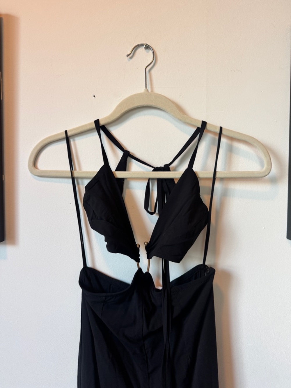 Indah Black Boot Cut Jumpsuit with Strappy Top